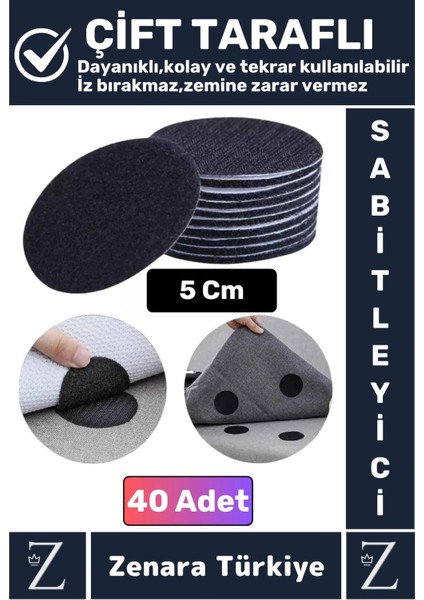 Kendinden Yapışkanlı Iz Bırakmaz Tekrar Kullanılabilir Pratik Halı Kilim Kaydırmaz Cırt Bant 40 Adet