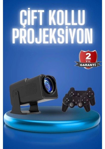 Android Projeksiyon Siyah Taşınabilir Sinema Projektörü 4K 1080P Ev Sineması Bluetooth