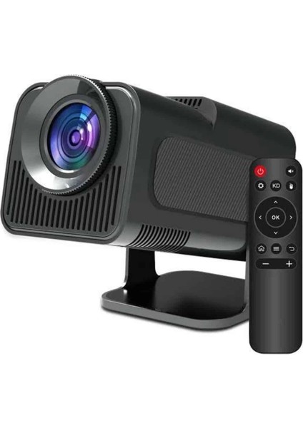 Android Projeksiyon Siyah Taşınabilir Sinema Projektörü 4K 1080P Ev Sineması Bluetooth