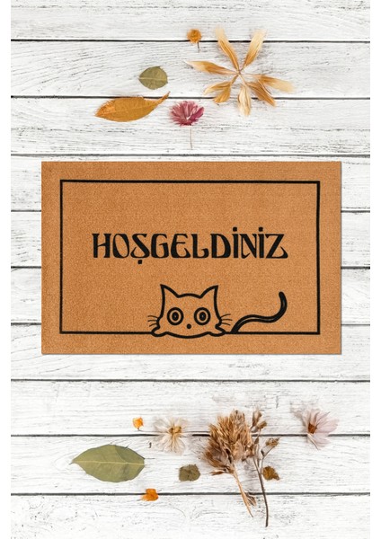 Hoşgeldiniz, Kedi Deseni, Dış Kapı Önü Paspası, Uzun Ömürlü Dayanıklı Paspas, Çeyiz Eşyası, Ev Dekorasyonu