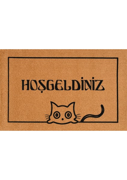 Hoşgeldiniz, Kedi Deseni, Dış Kapı Önü Paspası, Uzun Ömürlü Dayanıklı Paspas, Çeyiz Eşyası, Ev Dekorasyonu