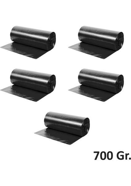Endüstriyel Jumbo Boy Siyah Çöp Torbası Poşeti - 700 Gr. - 90 Litre - 80 x 110 cm / 10 Adetlik 5 Rulo