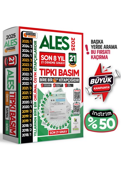2025 Ales Ösym Tıpkı Basım En Ekonomik Çıkmış Soru 22 Deneme Paketi Video/PDF Çözüm Türkiye Geneli indirimleri