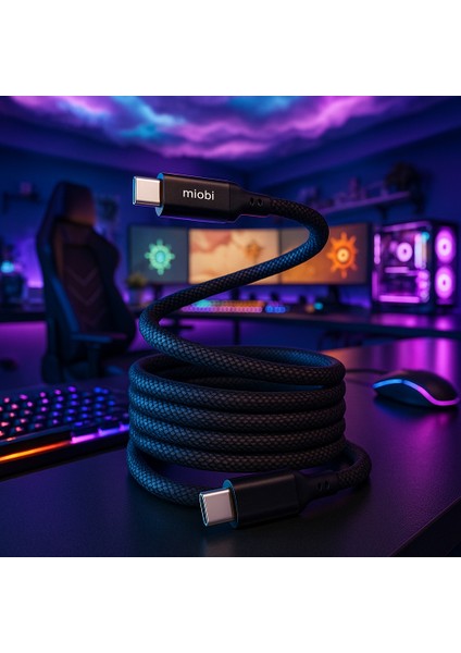 Mio SC1000 USB-C 60W Mıknatıslı Hızlı Şarj Kablosu Huawei, Samsung, Oppo, Xiaomi, iPhone-Siyah modelleri