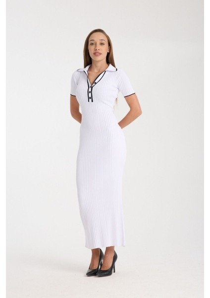 Polo Yaka Fit Kesim Ribana Elbise DNV-000107