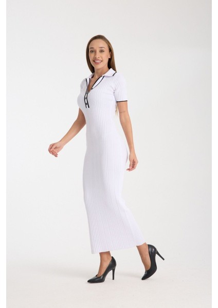 Polo Yaka Fit Kesim Ribana Elbise DNV-000107