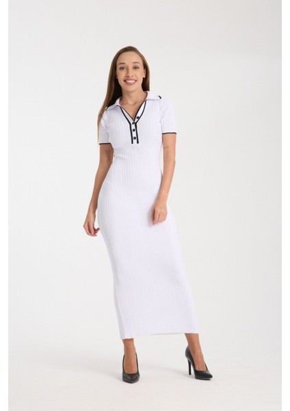 Polo Yaka Fit Kesim Ribana Elbise DNV-000107