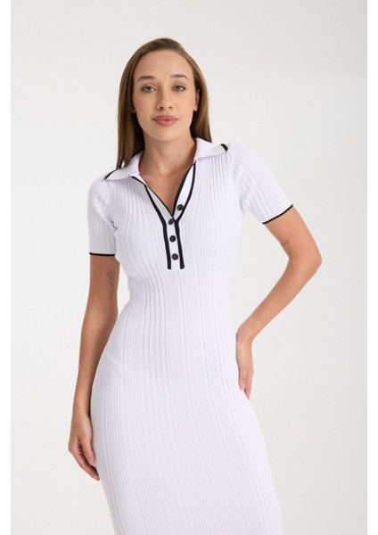Polo Yaka Fit Kesim Ribana Elbise DNV-000107