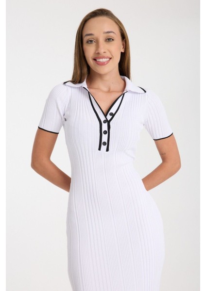 Polo Yaka Fit Kesim Ribana Elbise DNV-000107