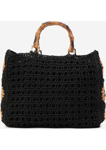 Kadın Hasır Handmade Bohem Kol Çantası Zy 25020 Siyah