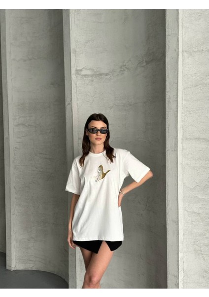 Gold Kuş Bakılı Kadın Tshirt