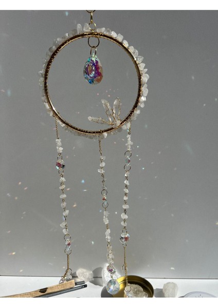 Kristal Kuvars Sun Catcher 5- Güneş Tutucu, Güneş Yakalayıcı, Doğal Taşlı, El Yapımı