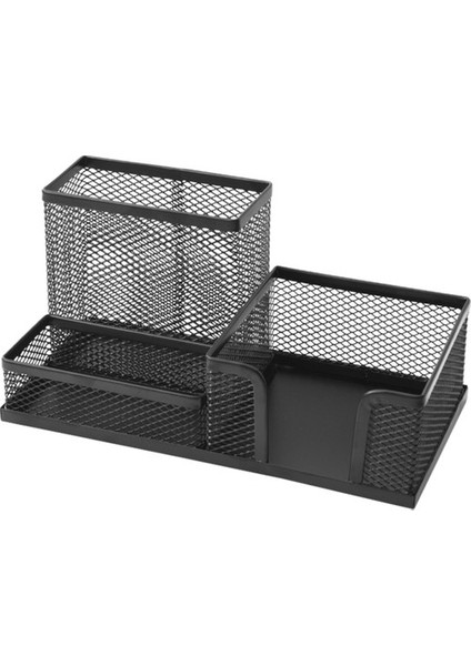 Metal Perfore Masaüstü 3 Gözlü Set Kalemlik Küpnotluk Ataşlık Organizer 9058A