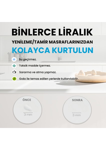 Tek Renk Beyaz - Seramik, Akrilik, Vitrifiye, Porselen, Granit, Fayans, Mermer Yüzey Tamir Kiti fiyatları