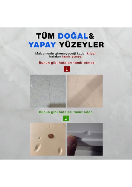 Tek Renk Beyaz - Seramik, Akrilik, Vitrifiye, Porselen, Granit, Fayans, Mermer Yüzey Tamir Kiti modelleri