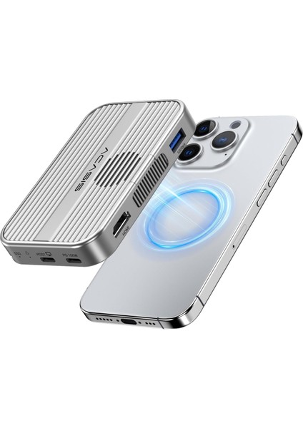 EC1401 - 6 In 1 iPhone 15/16 Serisi Uyumlu, 4K@60Hz Hdmı, 2230/2280 M.2 SSD Uyumlu, Manyetik Magsafe Özellikli, Alüminyum + Kompakt, 10GBPS Type-C Disk Kutusu (EC-1401)