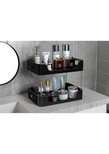 2 Katlı Makyaj Kozmetik Aksesuar Banyo Düzenleyici Organizer