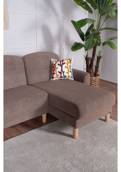 Bohem's Bohem Uzanmalı Köşe, Sağ Sol Kullanılabilen, Yüksek Ayaklı, Kahverengi