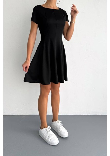 Fit Kesim Basic Kısa Kollu Mini Elbise DNV-000092