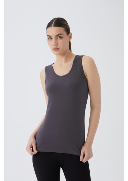 Kolsuz U Yaka Pamuklu Kadın Body T-Shirt 2049- Likralı Vücuda Oturan Body