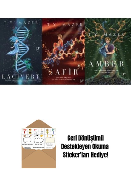 T. Y. Mazer Lacivert Serisi Ciltli 3 Kitap Set + Okuma Sticker'ları