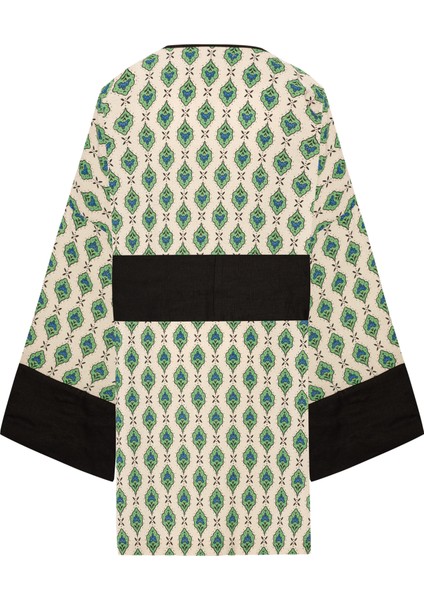 Zemo Siyah Kol Detaylı Etnik Kimono
