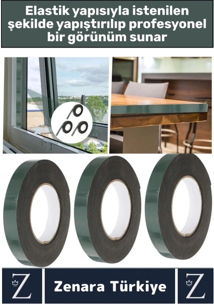 Ultra Güçlü Iz Bırakmaz Elastik Kolay Şekil Alan Çift Taraflı Akrilik Köpük Bant 36 mm x 10 Metre
