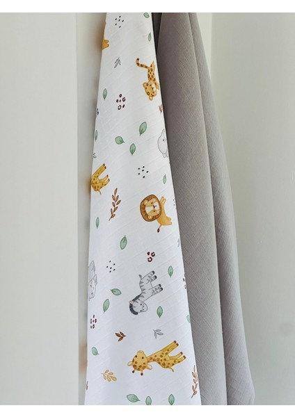 Ftbabycollection %100 Pamuk 2'li Müslin Bebek Battaniye Seti Oeko-Tex Sertifikalı Müslin örtü 80 x 90 cm