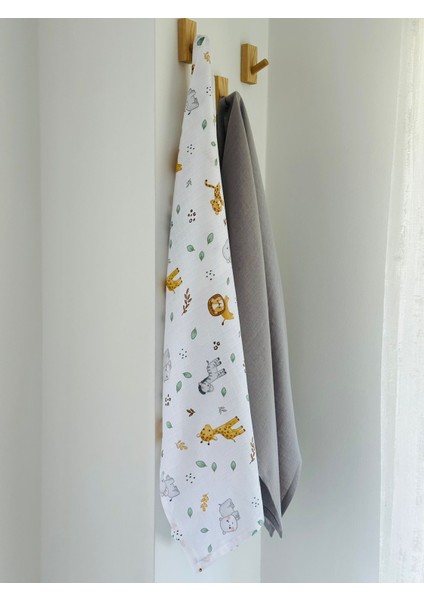 Ftbabycollection %100 Pamuk 2'li Müslin Bebek Battaniye Seti Oeko-Tex Sertifikalı Müslin örtü 80 x 90 cm