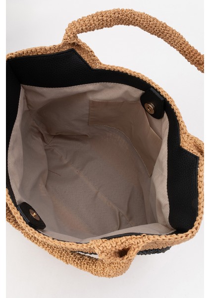 Kadın Hasır El Yapımı Omuz Çantası Zy 25016 Kahve/siyah modelleri