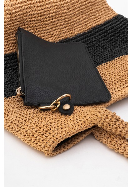 Kadın Hasır El Yapımı Omuz Çantası Zy 25016 Kahve/siyah indirimleri