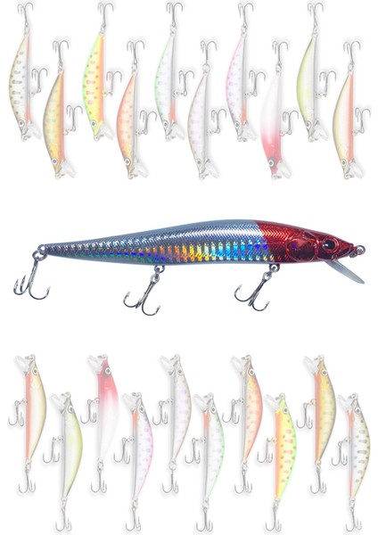 14 cm 21 gr Rapala Balık Yemi Kurşun Arkası Olta Yem Seti Karbon Çelik Iğne 5 Renk