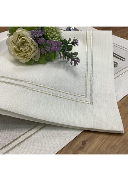 Gümüş Çift Pikolu Amerıkan Servis(4) & Peçete Set (4)-8 Parça