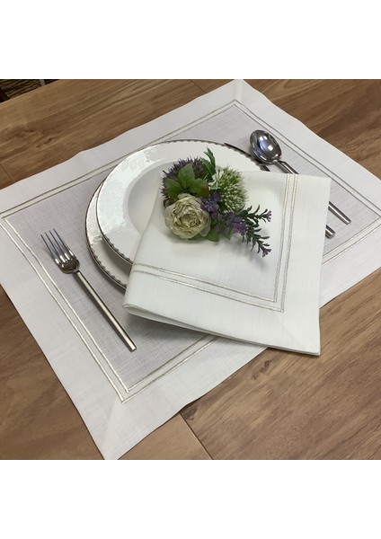 Gümüş Çift Pikolu Amerıkan Servis(4) & Peçete Set (4)-8 Parça