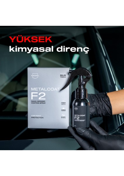 Metalcoat F2 Araç Sprey Nano Seramik Kaplama ve Boya Koruma-1 Yıl Dayanım-50ml-Su,Leke İtici
