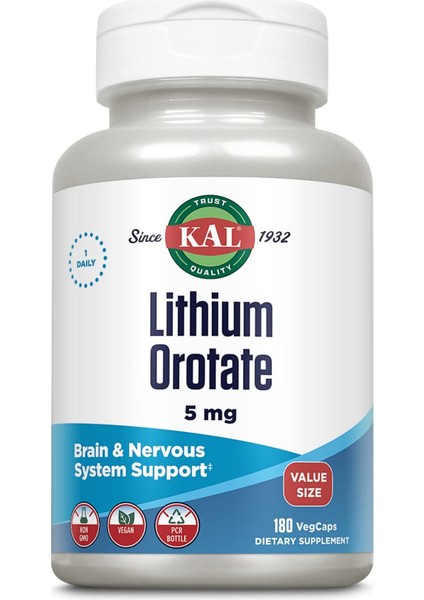 Lithium Orotate 5 Mg 180 Capsules