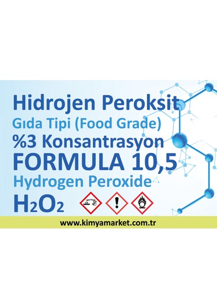 Gıda Tipi Hidrojen Peroksit %3 Konsantrasyon 100 ml (Food Grade)
