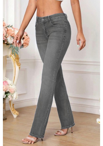 Kadın Boru Paça Yüksek Bel Regular Fit Likralı Pantolon