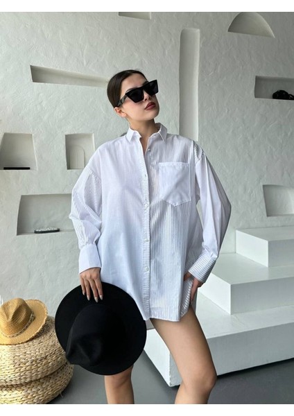 Çizgili Oversize Gömlek