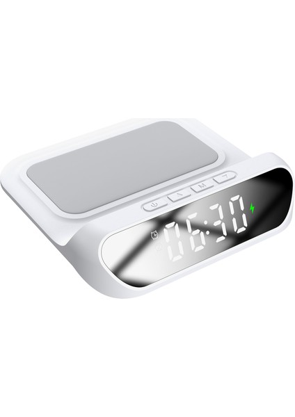 SL-CW18 Telefon Uyumlu 15W LCD Ekran Double Alarmli Beyaz Kablosuz Şarj Cihazı