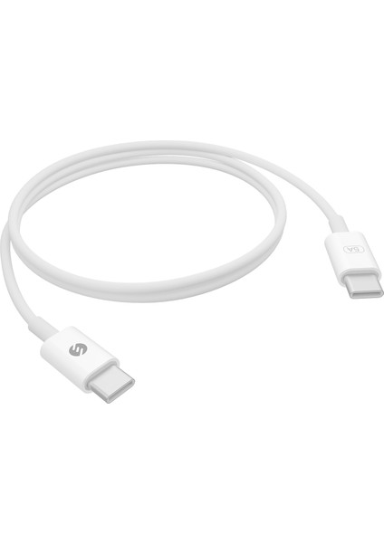 SL-C124 1m 20V 5A 100WATT Pd 3.0 Beyaz Type C To Type C Quick Super Charge Data ve Şarj Kablosu