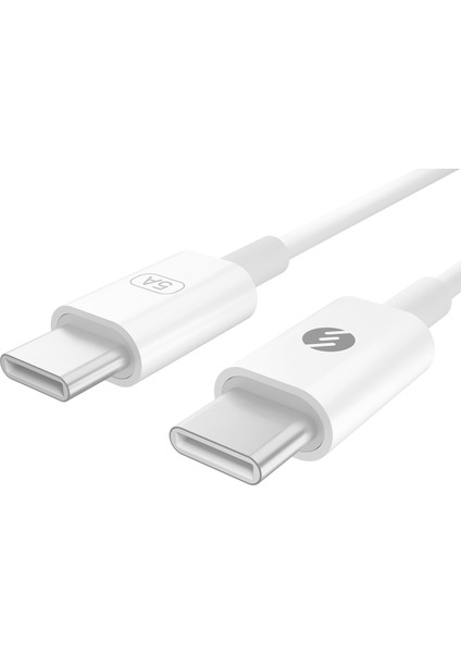 SL-C124 1m 20V 5A 100WATT Pd 3.0 Beyaz Type C To Type C Quick Super Charge Data ve Şarj Kablosu