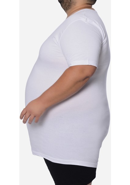 3'lü Büyük Beden Kısa Kollu Bisiklet Yaka Erkek Battal Atlet-Fanila 1015 - %100 Pamuk Penye Süprem-3XL-7XL modelleri