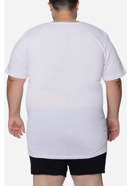 3'lü Büyük Beden Kısa Kollu Bisiklet Yaka Erkek Battal Atlet-Fanila 1015 - %100 Pamuk Penye Süprem-3XL-7XL indirimleri