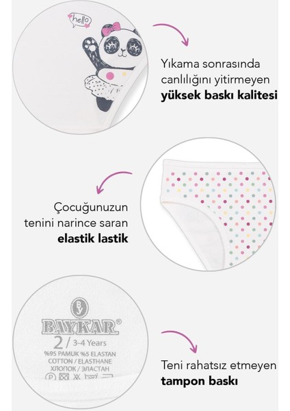 Kız Çocuk Pamuklu Renkli Baskılı Bikini Külot 6'lı Paket 5402 Renkli fiyatları