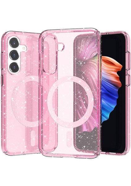 iPhone 16 Kılıf Şeffaf Simli ve Magsafe Özellikli Şık Dazzle Premium Sert Silikon Kapak