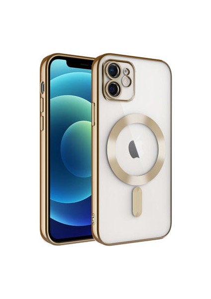 iPhone 11 Kılıf Kenarları Renkli ve Magsafe Halkalı Şık Auraq Premium Silikon Şeffaf