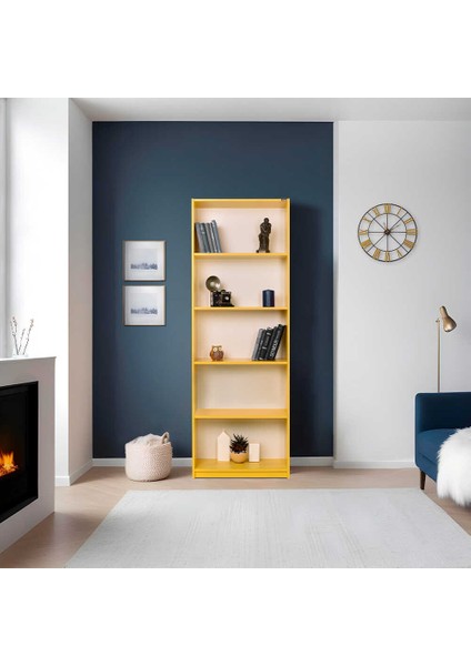 Adore Modern 5 Raflı Kitaplık - Sarı