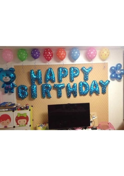 Folyo Balon Harf Mavi Renk 40 cm Parti Doğumgünü