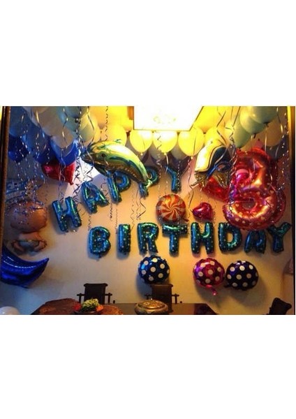 Folyo Balon Harf Mavi Renk 40 cm Parti Doğumgünü